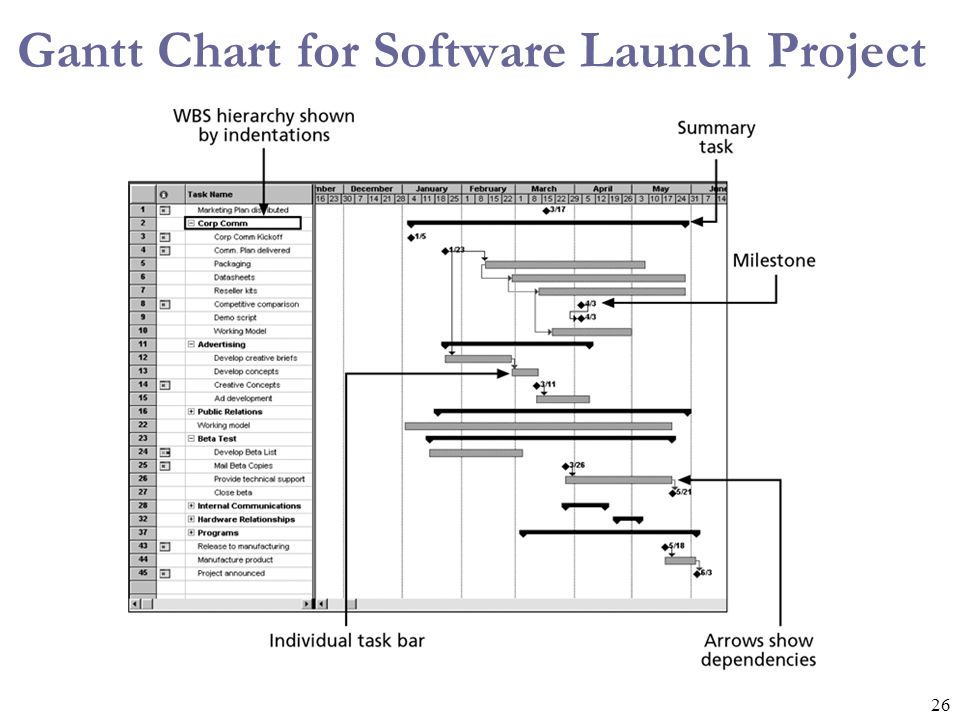 Gantt Chart for Software Launch Project
