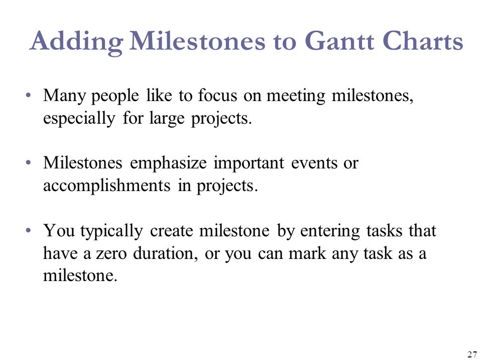 Adding Milestones to Gantt Charts