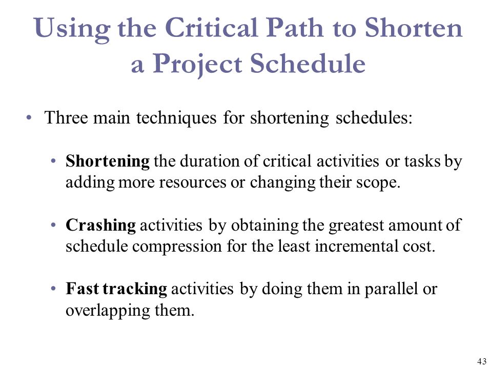 Using the Critical Path to Shorten a Project Schedule