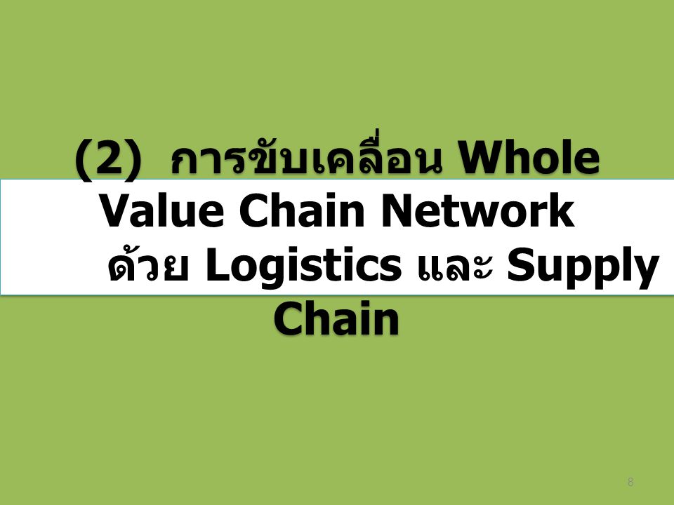 (2) การขับเคลื่อน Whole Value Chain Network