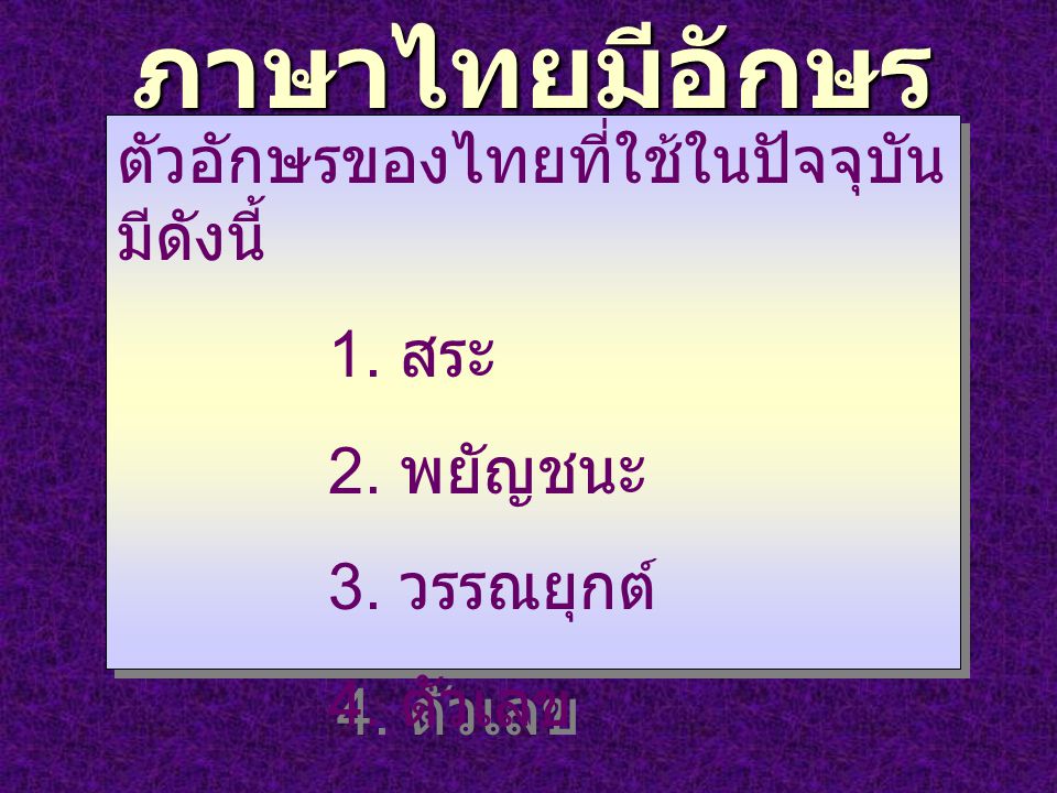 ภาษาไทยมีอักษรเป็นของตนเอง