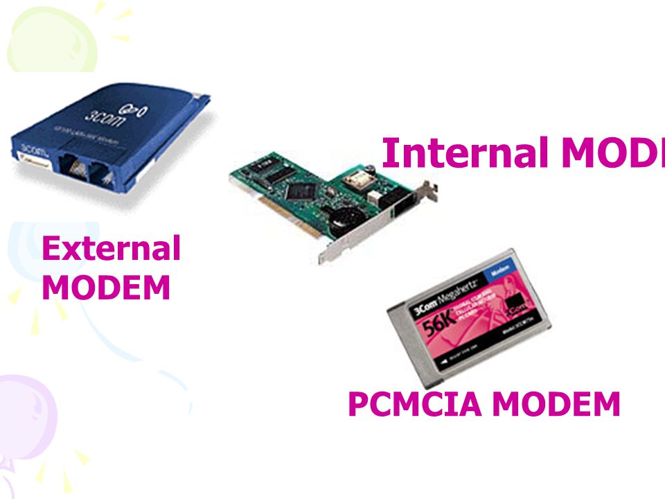 Internal MODEM External MODEM PCMCIA MODEM