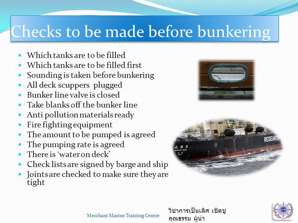 Checks to be made before bunkering