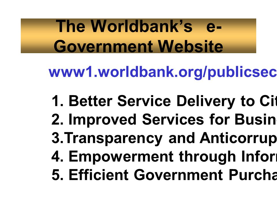 The Worldbank’s e-Government Website