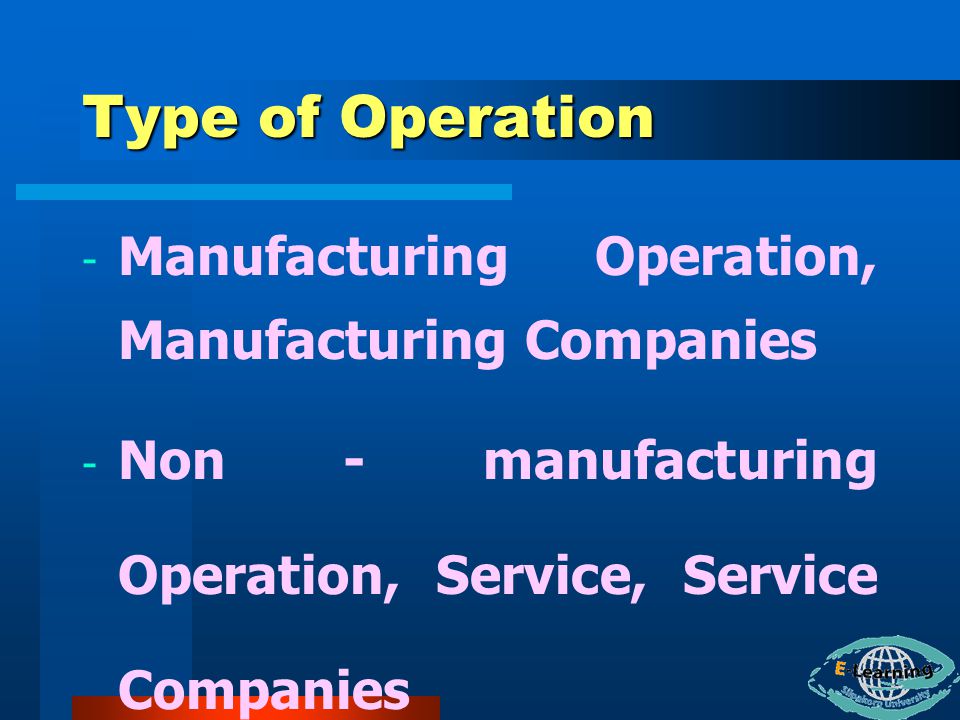 Type of Operation Manufacturing Operation, Manufacturing Companies
