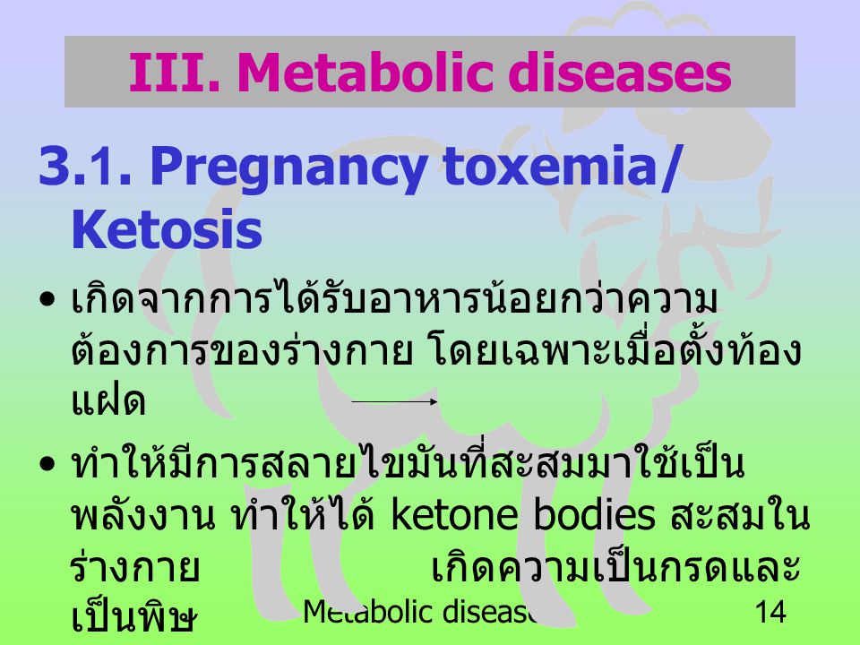 III. Metabolic diseases