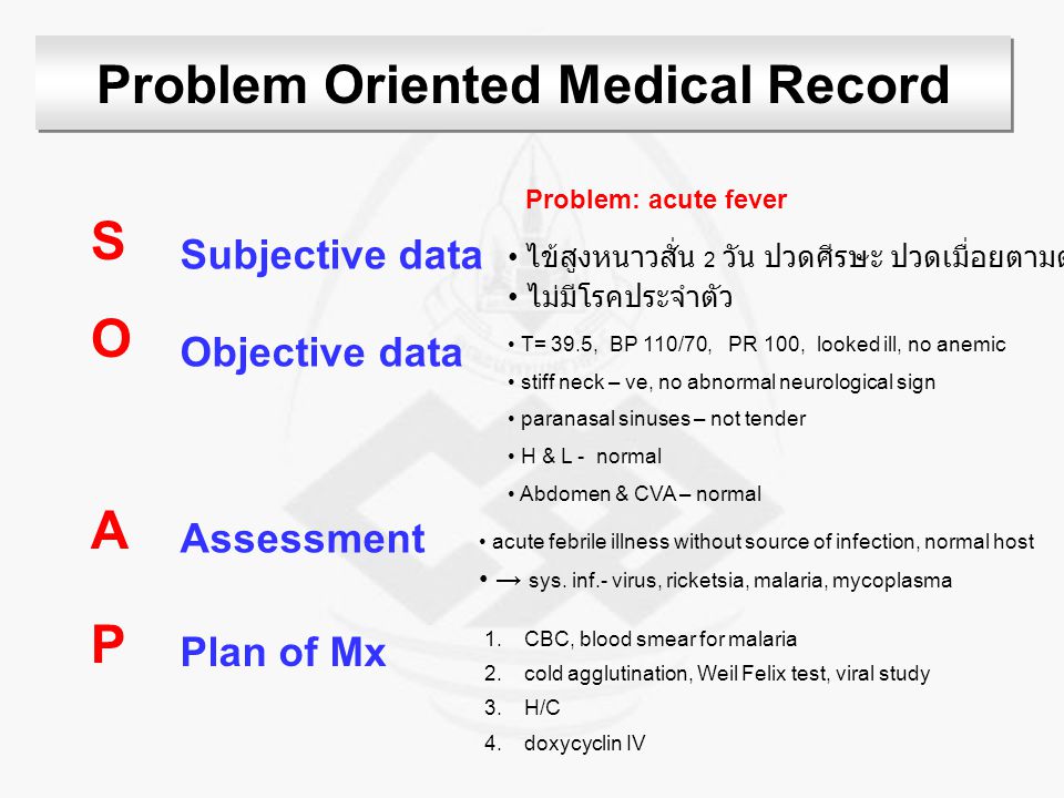 Problem Oriented Medical Record