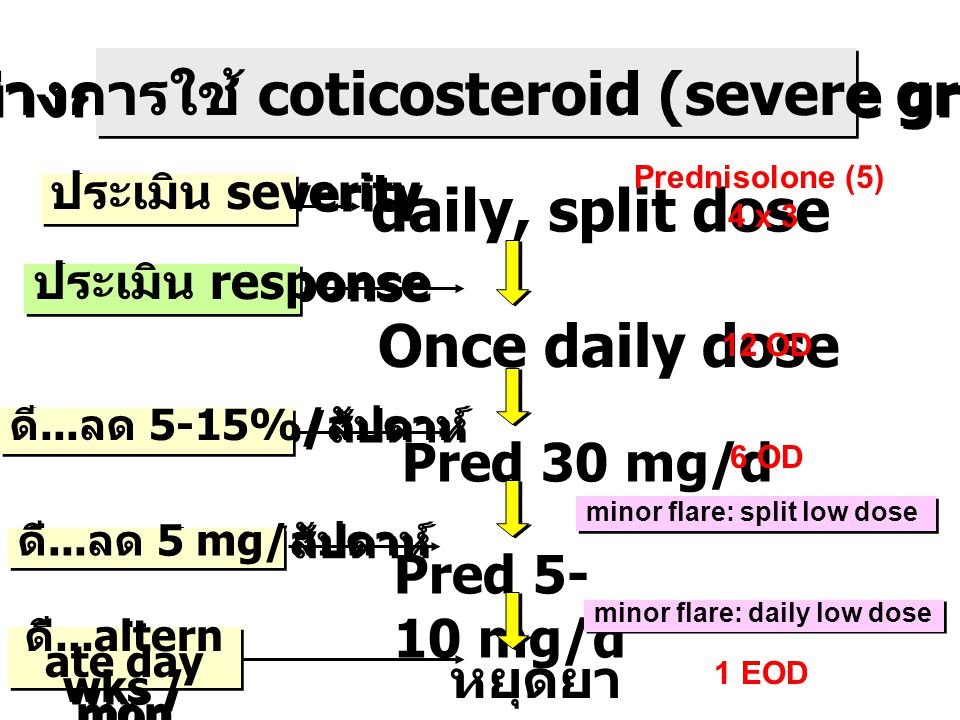 ตัวอย่างการใช้ coticosteroid (severe group)