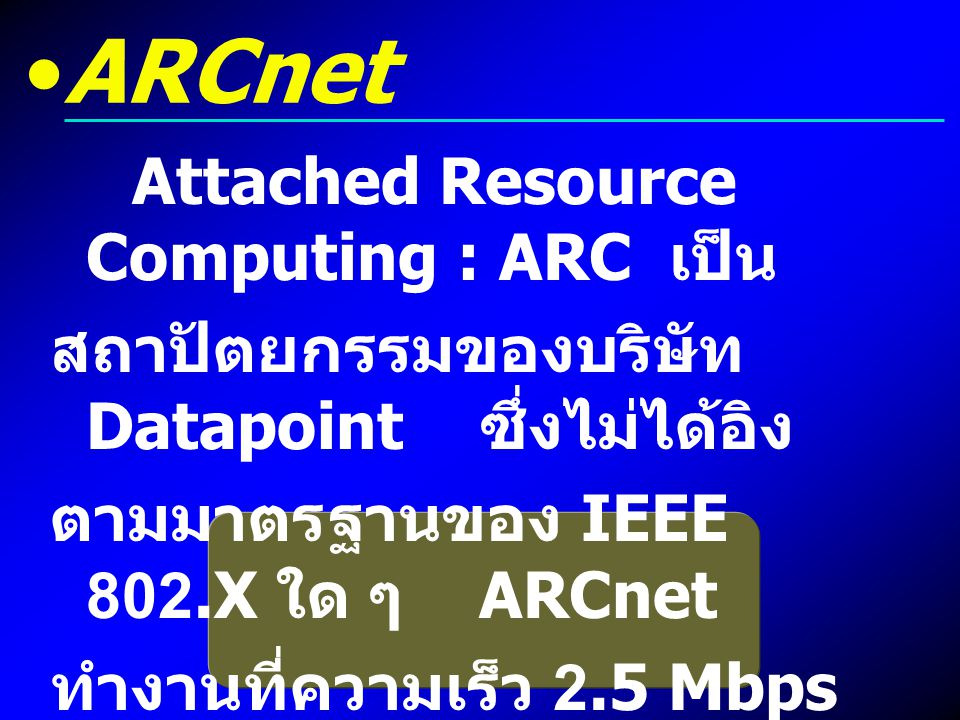 ARCnet สถาปัตยกรรมของบริษัท Datapoint ซึ่งไม่ได้อิง