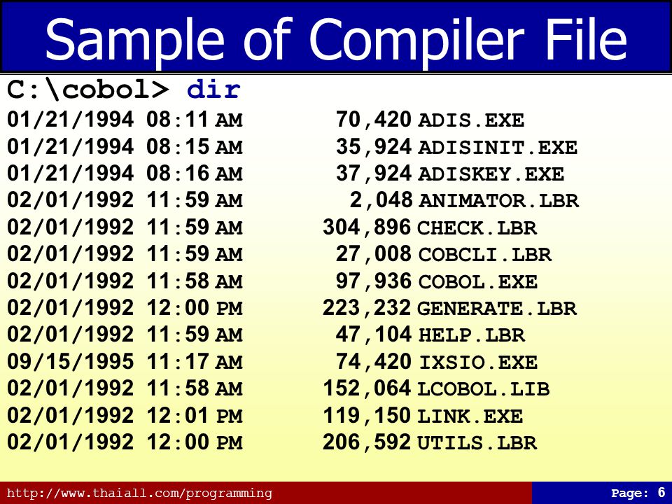 Sample of Compiler File