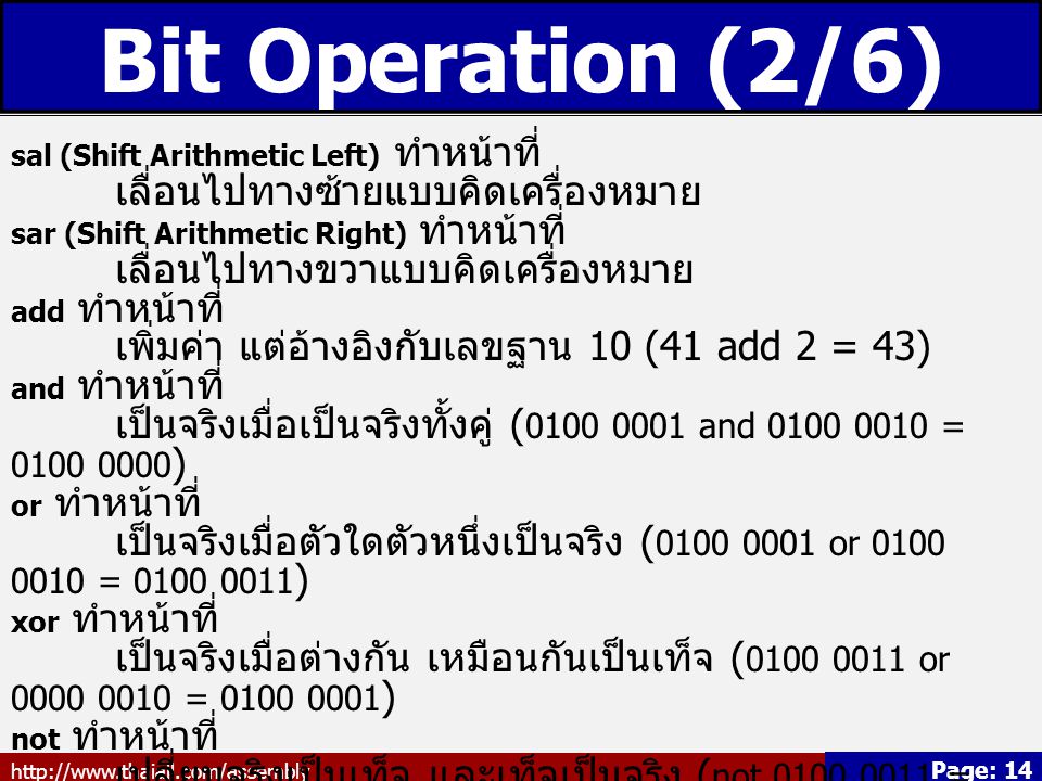 Bit Operation (2/6) เลื่อนไปทางซ้ายแบบคิดเครื่องหมาย