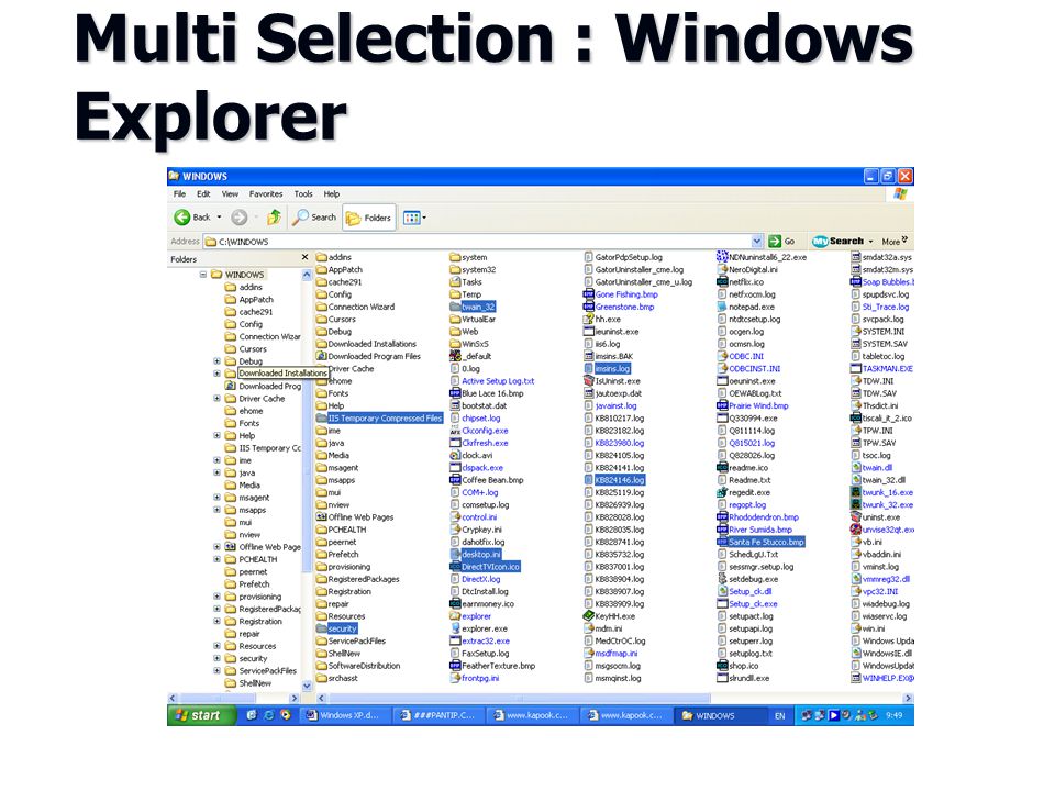 Multi Selection : Windows Explorer