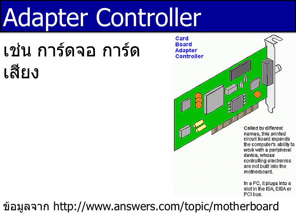 Adapter Controller เช่น การ์ดจอ การ์ดเสียง