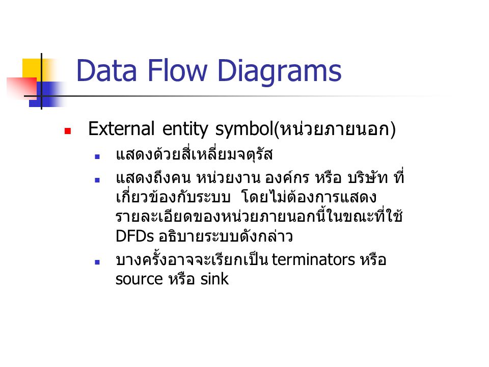 Data Flow Diagrams External entity symbol(หน่วยภายนอก)