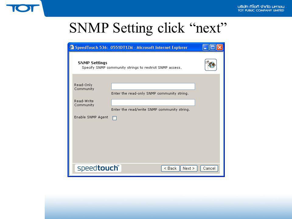 SNMP Setting click next