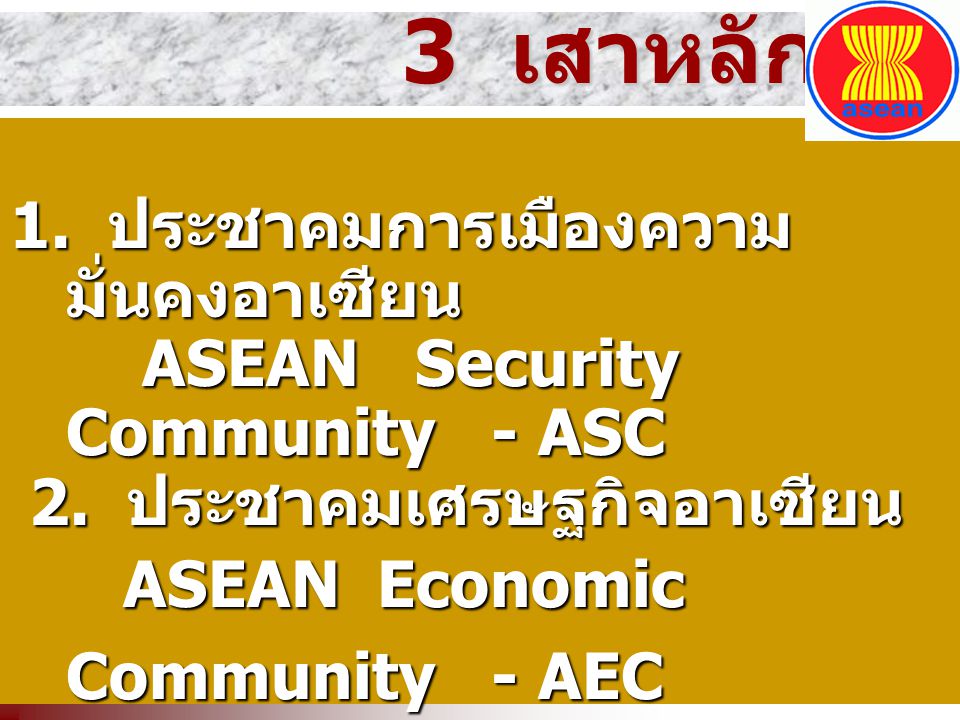 1. ประชาคมการเมืองความมั่นคงอาเซียน ASEAN Security Community - ASC