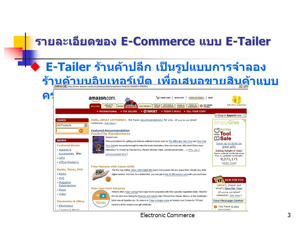 รายละเอียดของ E-Commerce แบบ E-Tailer