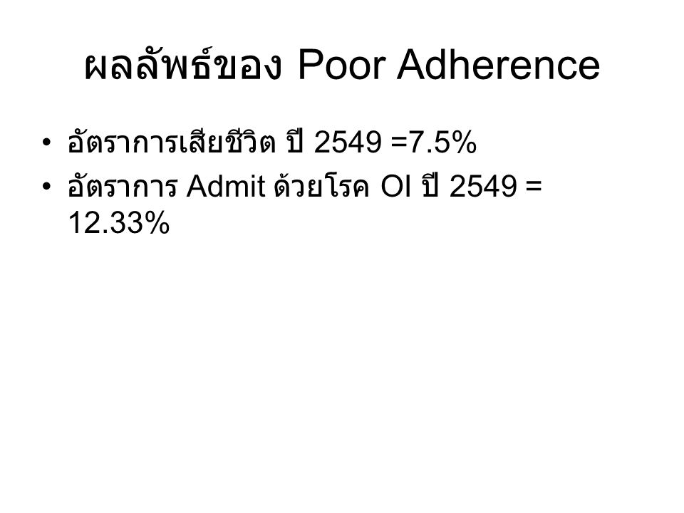 ผลลัพธ์ของ Poor Adherence