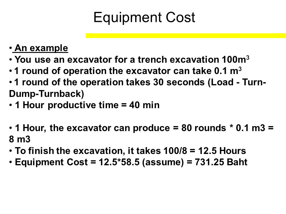 Equipment Cost An example