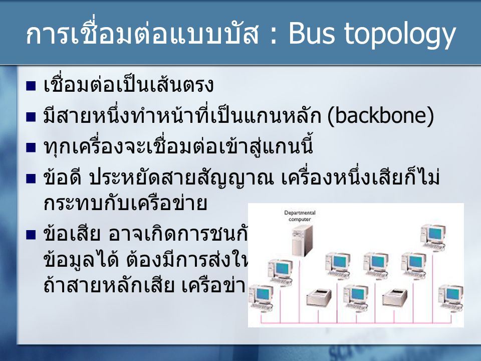 การเชื่อมต่อแบบบัส : Bus topology