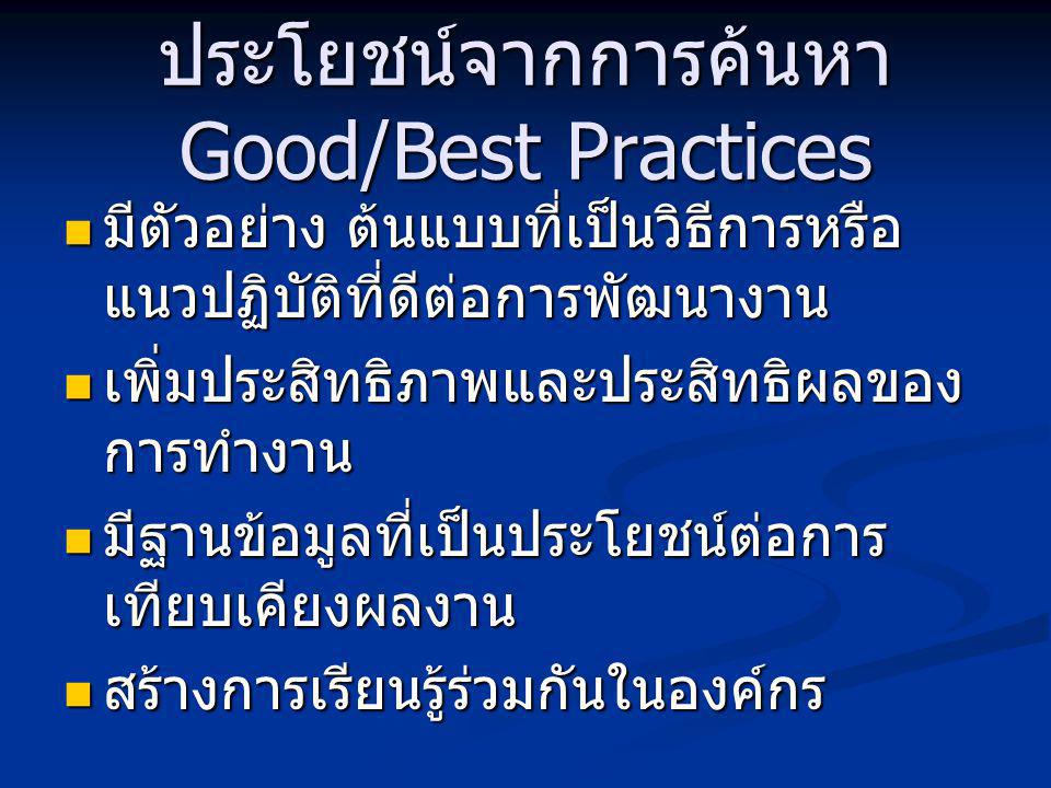 ประโยชน์จากการค้นหา Good/Best Practices