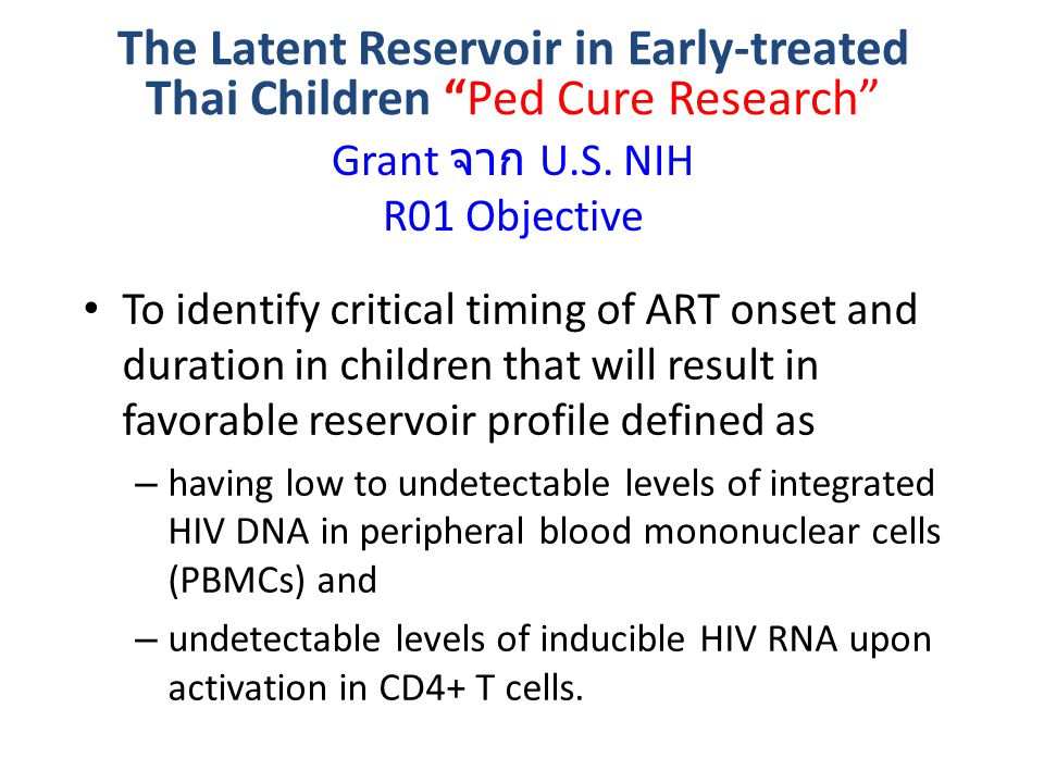 Grant จาก U.S. NIH R01 Objective