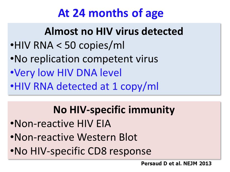 Almost no HIV virus detected No HIV-specific immunity