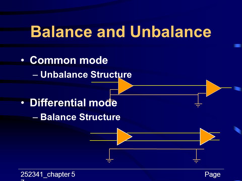 Balance and Unbalance Common mode Differential mode
