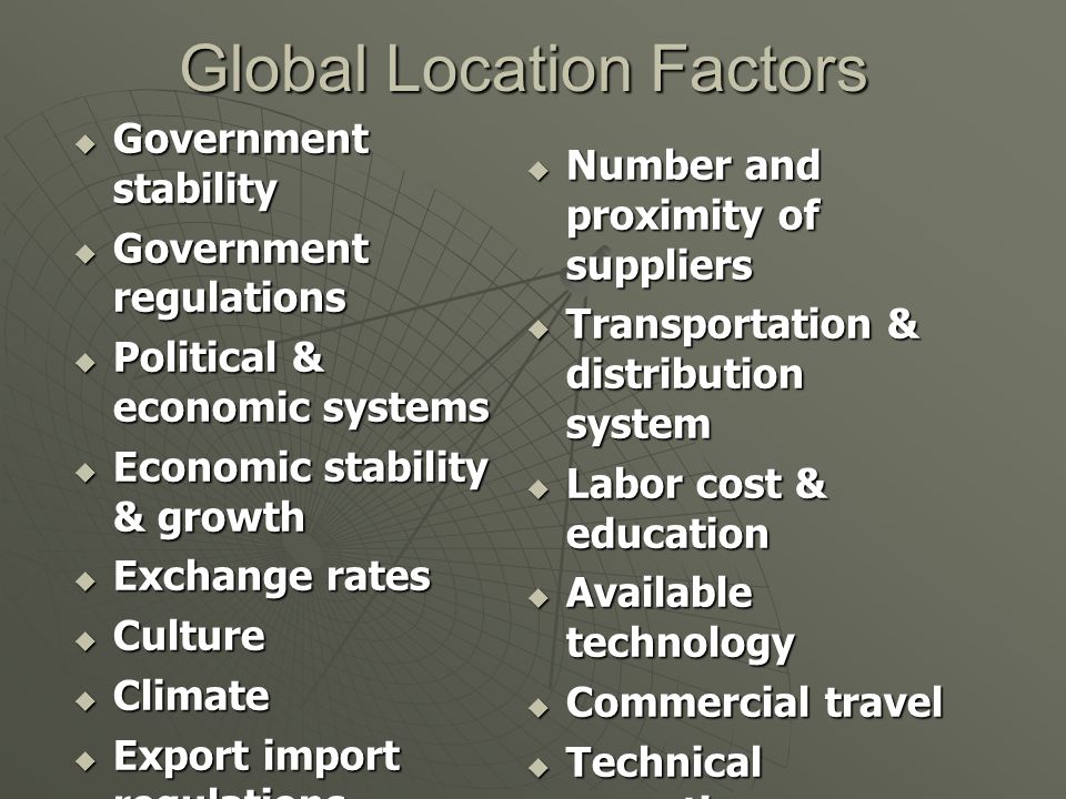 Global Location Factors