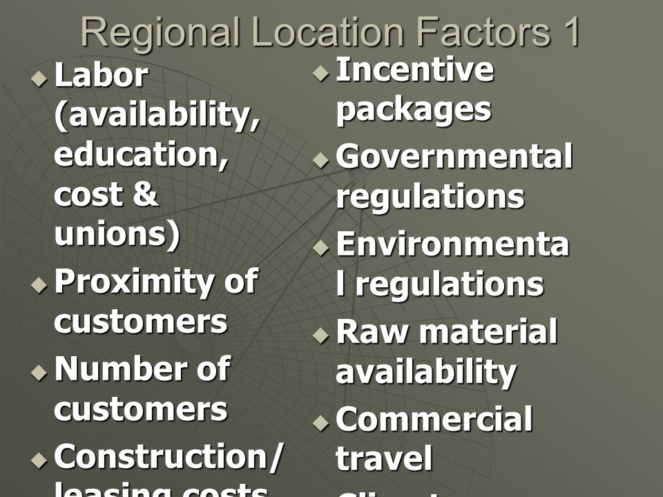 Regional Location Factors 1