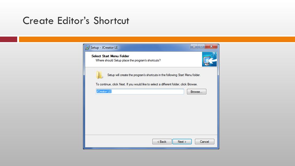 Create Editor’s Shortcut