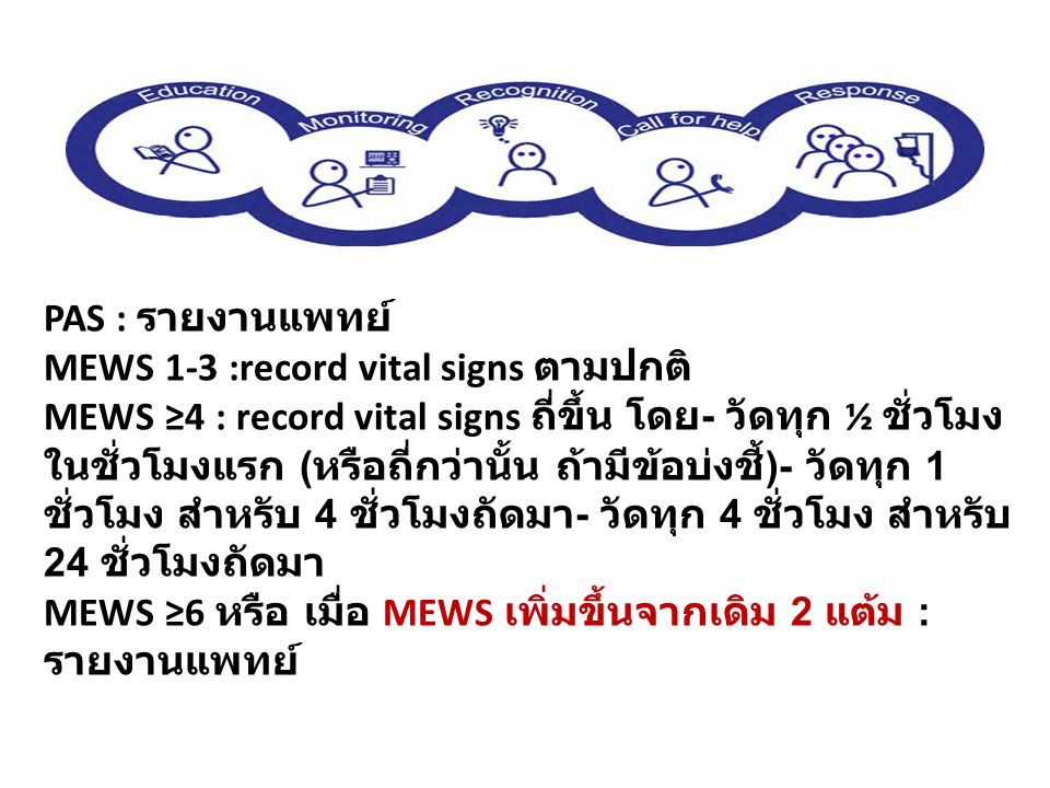 PAS : รายงานแพทย์ MEWS 1-3 :record vital signs ตามปกติ