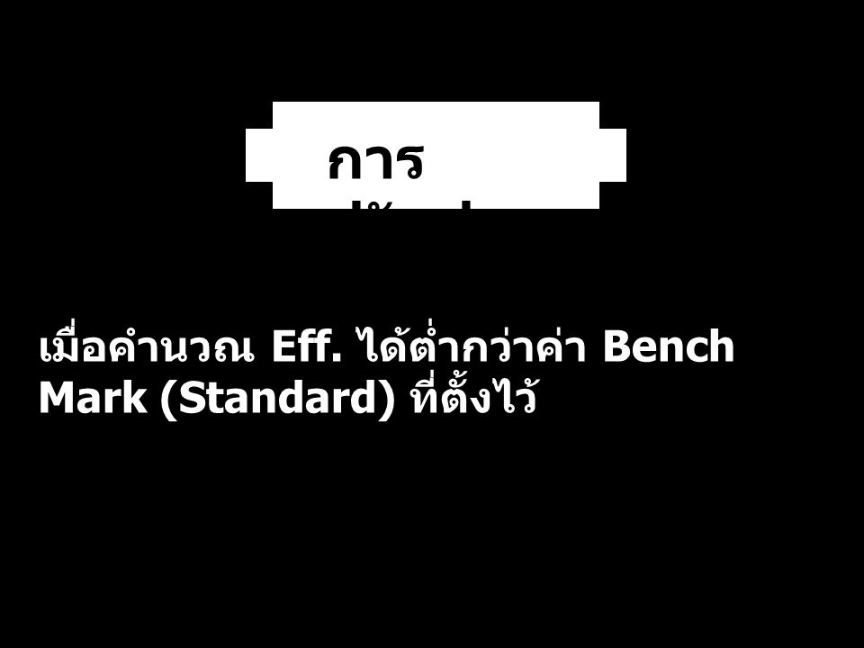การปรับปรุง เมื่อคำนวณ Eff. ได้ต่ำกว่าค่า Bench Mark (Standard) ที่ตั้งไว้