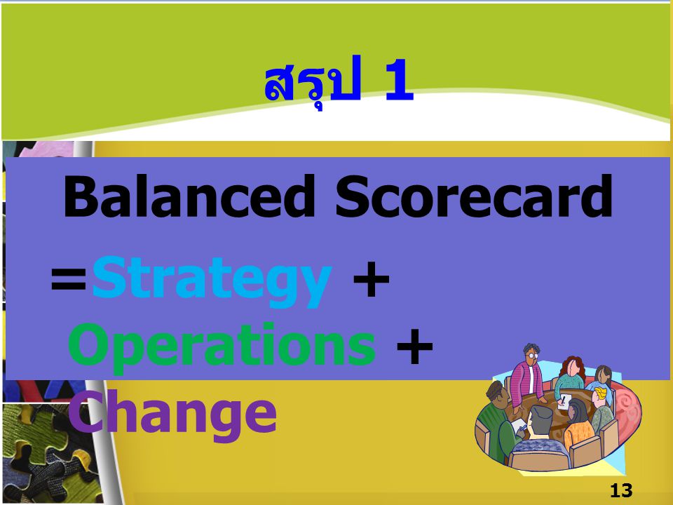 สรุป 1 Balanced Scorecard =Strategy + Operations + Change