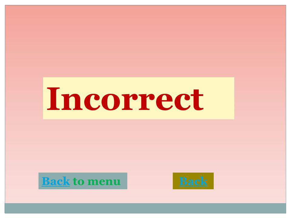 Incorrect Back to menu Back