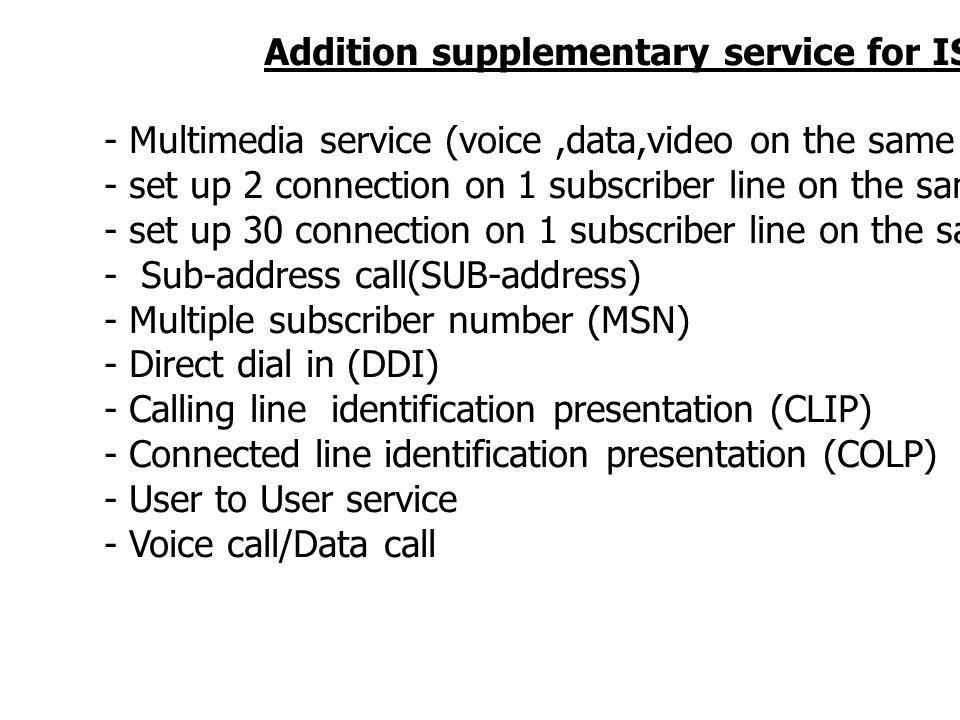 Addition supplementary service for ISDN