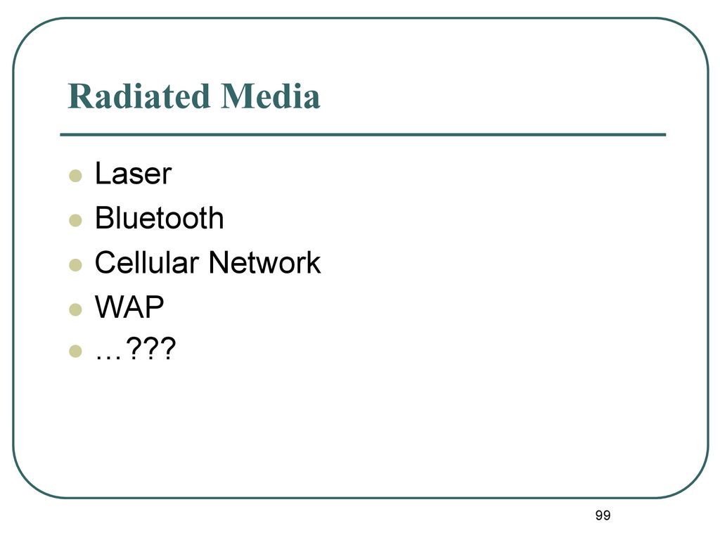 Radiated Media Laser Bluetooth Cellular Network WAP …