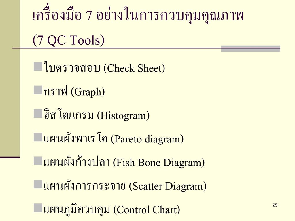 เครื่องมือ 7 อย่างในการควบคุมคุณภาพ (7 QC Tools)