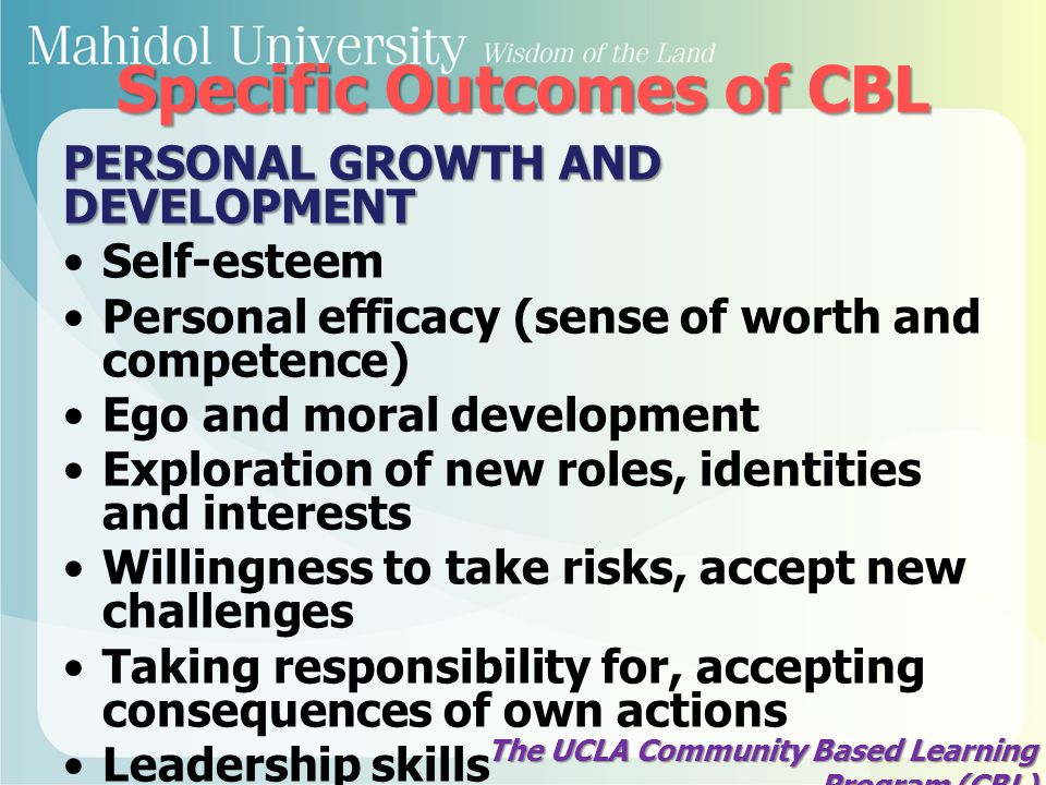 Specific Outcomes of CBL