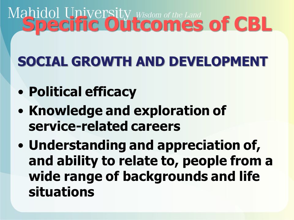 Specific Outcomes of CBL