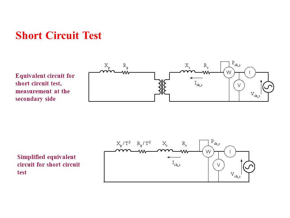 Short Circuit Test Equivalent circuit for short circuit test, measurement at the secondary side.