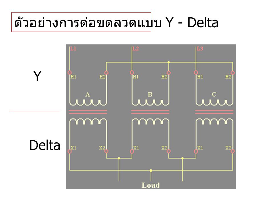 ตัวอย่างการต่อขดลวดแบบ Y - Delta