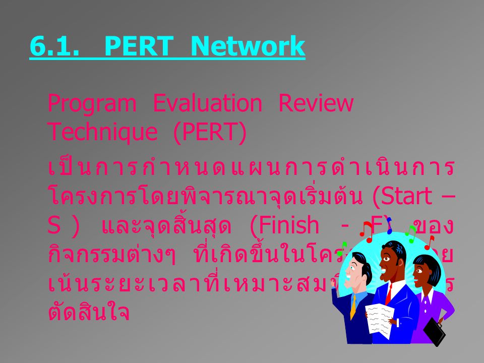 6.1. PERT Network Program Evaluation Review Technique (PERT)
