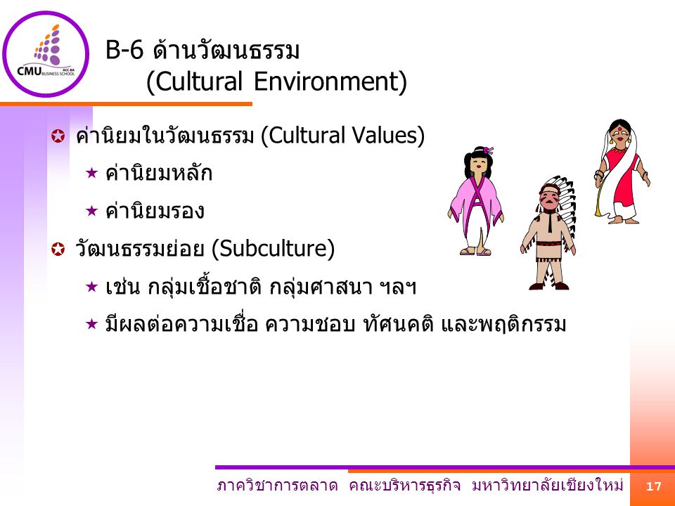 B-6 ด้านวัฒนธรรม (Cultural Environment)