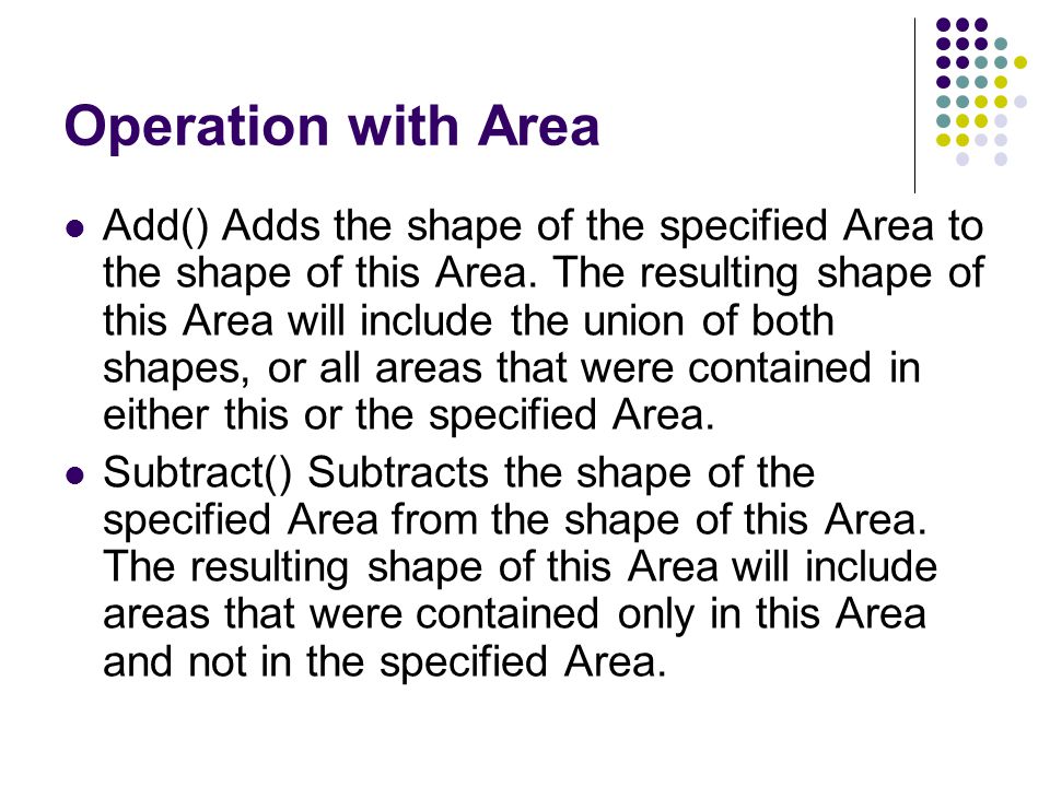 Operation with Area