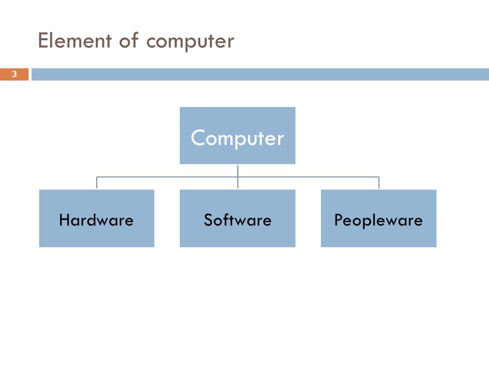 Element of computer Computer Hardware Software Peopleware