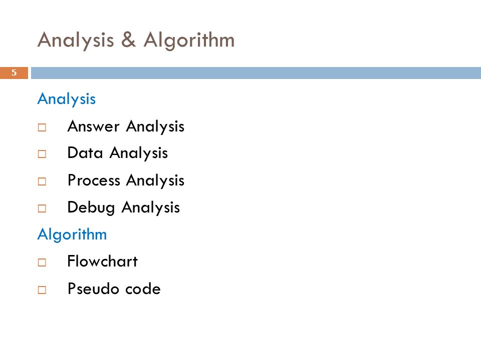 Analysis & Algorithm Analysis Answer Analysis Data Analysis