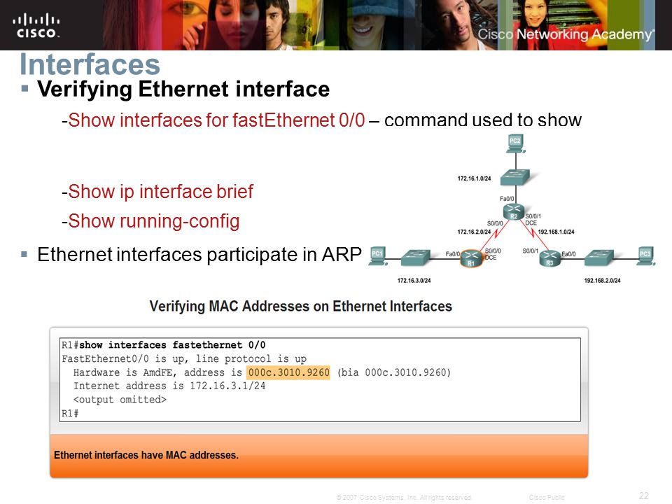 Interfaces Verifying Ethernet interface