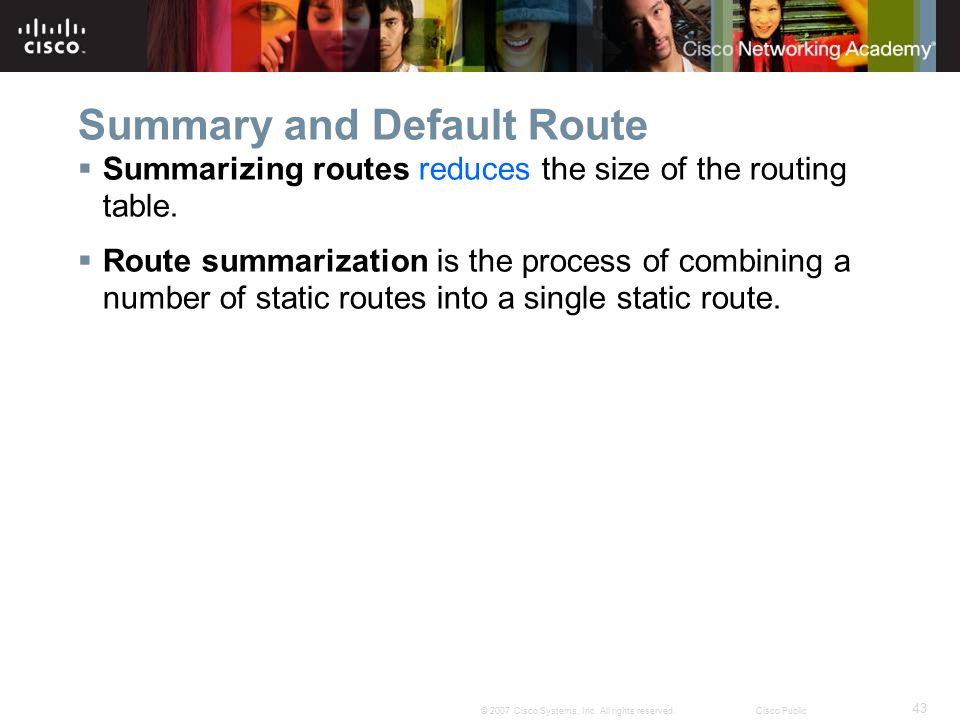 Summary and Default Route
