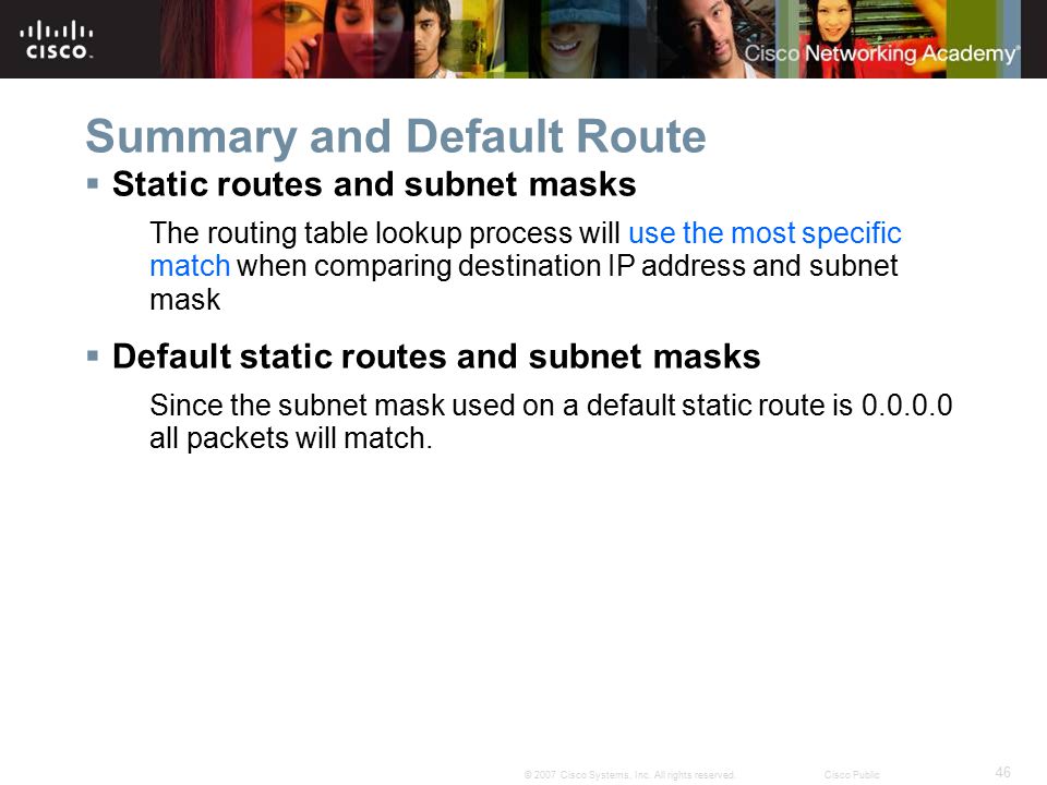 Summary and Default Route